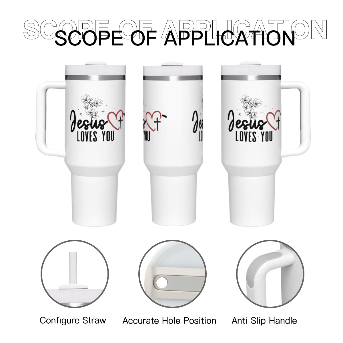 He Loves You Stainless Steel Christian Tumbler 40oz - ClaimedbyGodDesigns