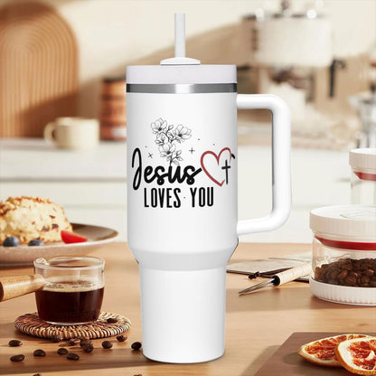 He Loves You Stainless Steel Christian Tumbler 40oz - ClaimedbyGodDesigns