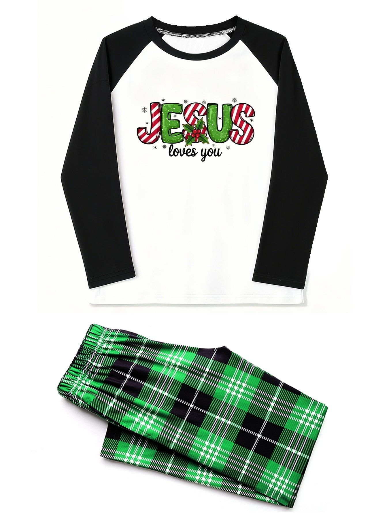 He Loves You Unisex Adult Christian Christmas Plaid Pajamas - ClaimedbyGodDesigns