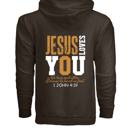 He Loves You Unisex Christian Full-zip Hooded Sweatshirt - ClaimedbyGodDesigns