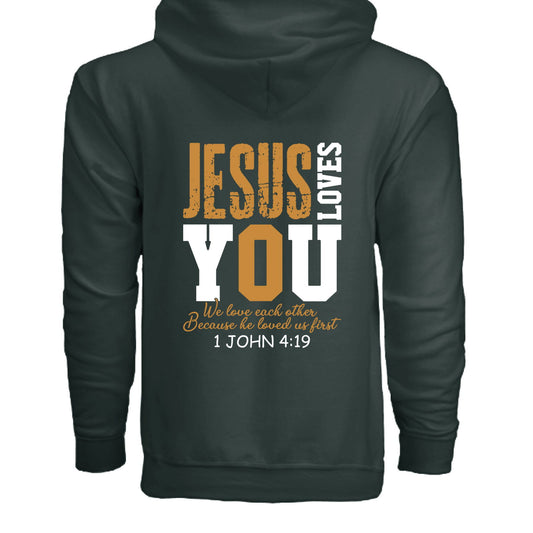 He Loves You Unisex Christian Full-zip Hooded Sweatshirt - ClaimedbyGodDesigns