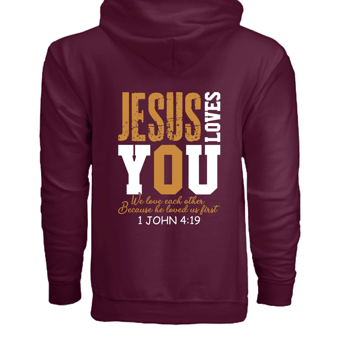 He Loves You Unisex Christian Full-zip Hooded Sweatshirt - ClaimedbyGodDesigns