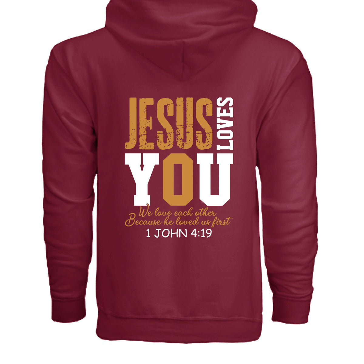 He Loves You Unisex Christian Full-zip Hooded Sweatshirt - ClaimedbyGodDesigns