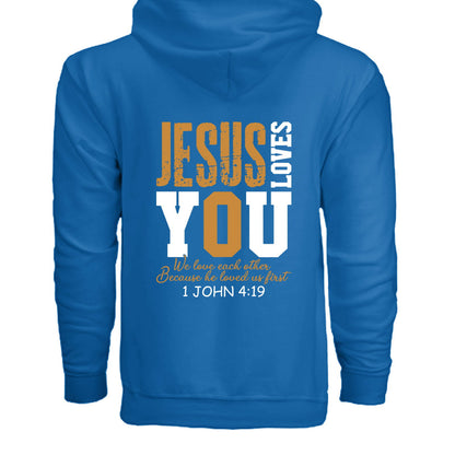 He Loves You Unisex Christian Full-zip Hooded Sweatshirt - ClaimedbyGodDesigns