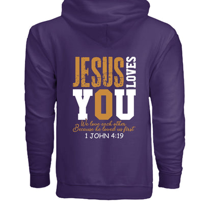 He Loves You Unisex Christian Full-zip Hooded Sweatshirt - ClaimedbyGodDesigns