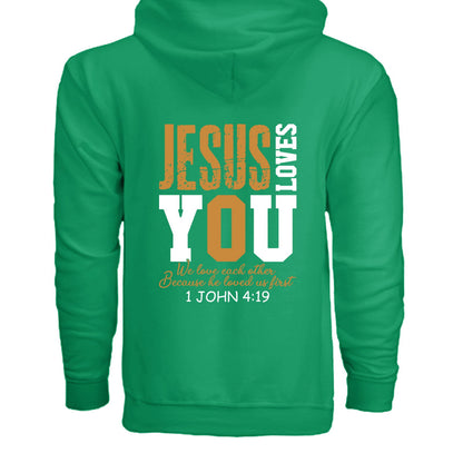 He Loves You Unisex Christian Full-zip Hooded Sweatshirt - ClaimedbyGodDesigns