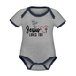 He Loves you Christian Organic Contrast Short Sleeve Baby Onesie - ClaimedbyGodDesigns