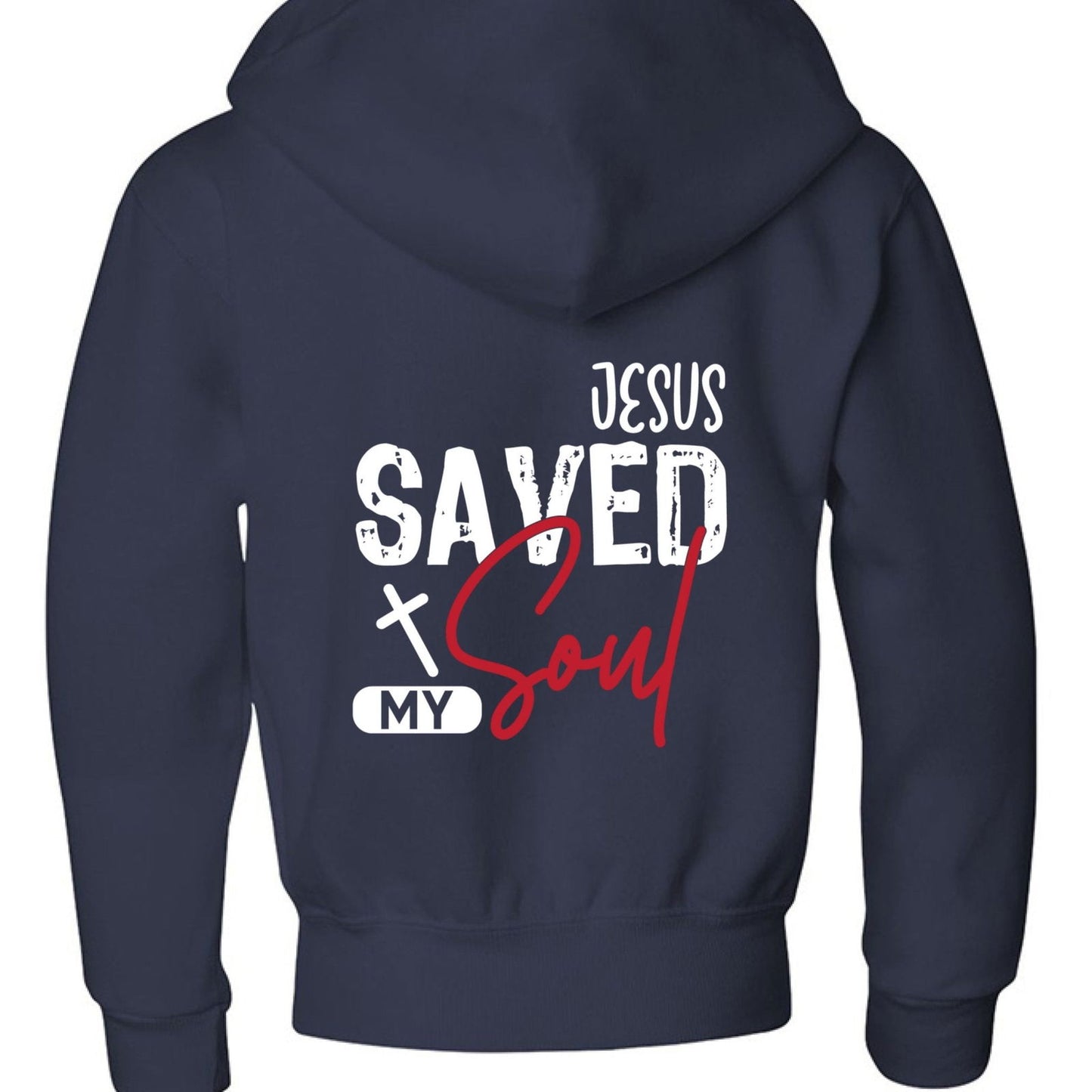 He Saved My Soul Youth Christian Full-Zip Hooded Sweatshirt - ClaimedbyGodDesigns