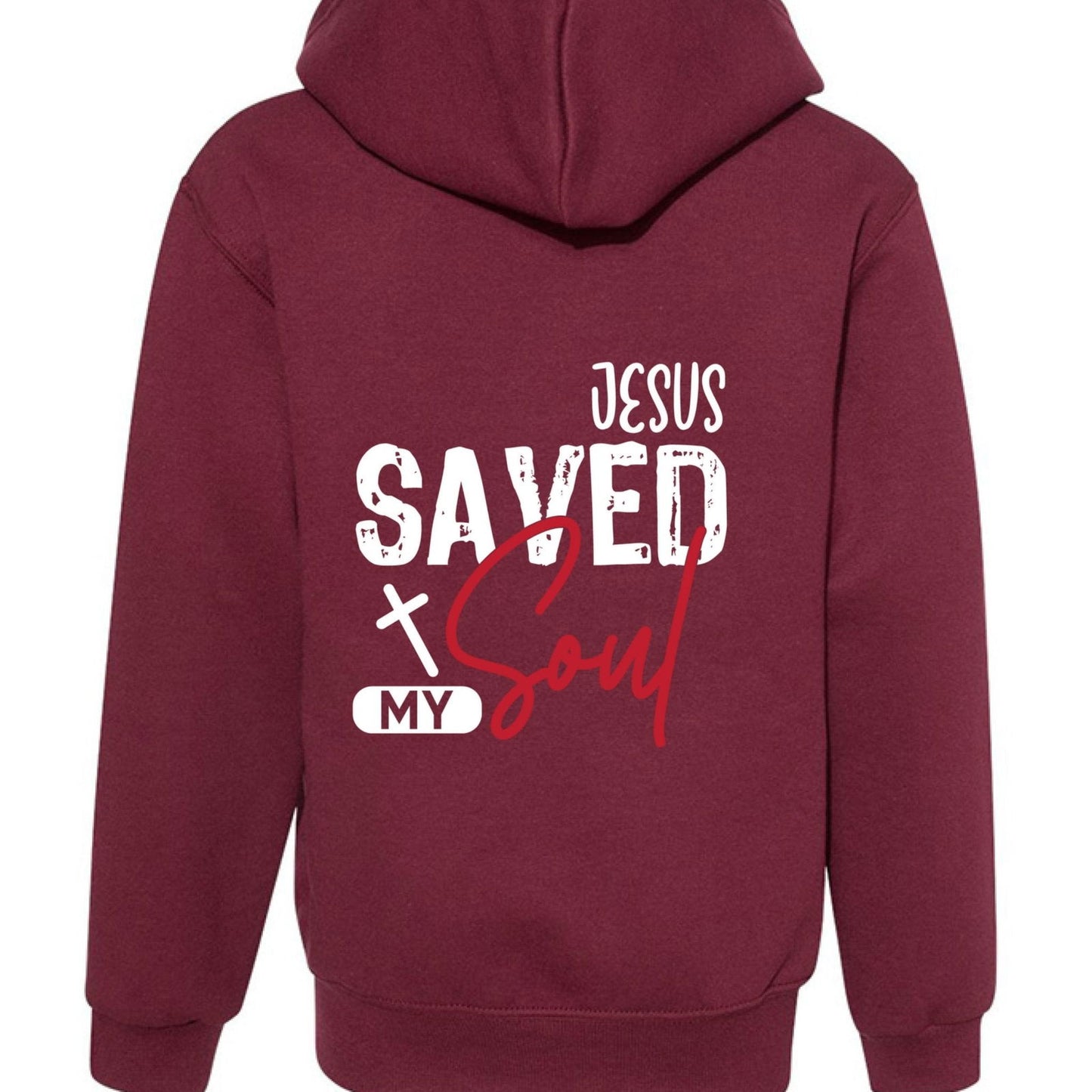 He Saved My Soul Youth Christian Full-Zip Hooded Sweatshirt - ClaimedbyGodDesigns