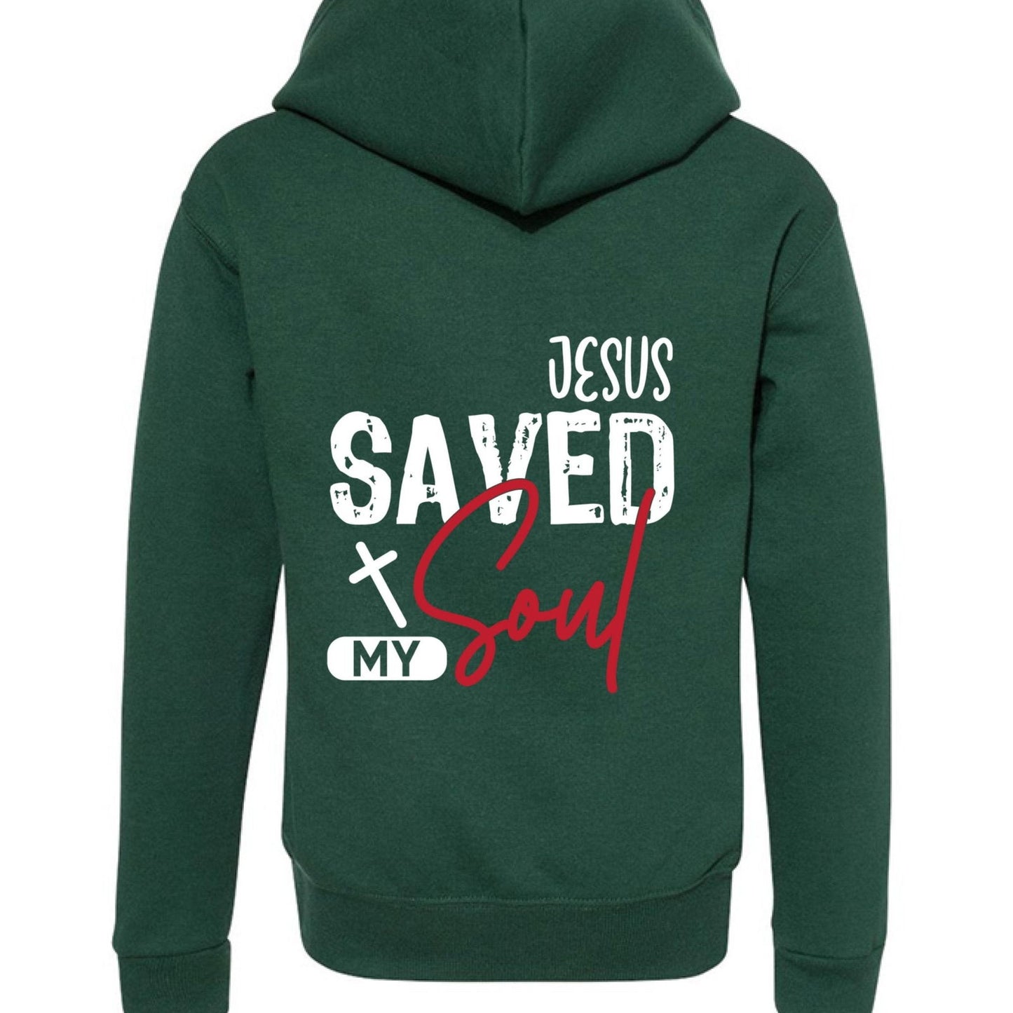 He Saved My Soul Youth Christian Full-Zip Hooded Sweatshirt - ClaimedbyGodDesigns