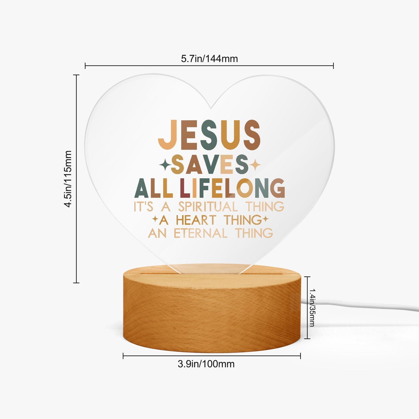 He Saves All Life Long Christian Acrylic Plaque with Stand - Heart - ClaimedbyGodDesigns
