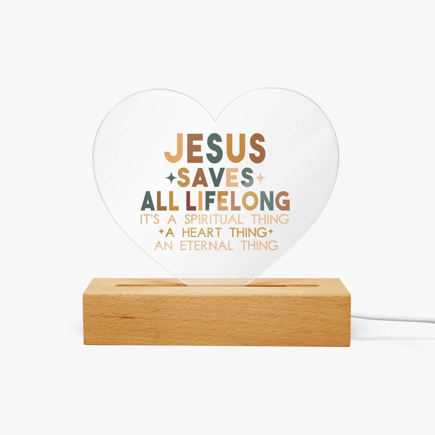 He Saves All Life Long Christian Acrylic Plaque with Stand - Heart - ClaimedbyGodDesigns