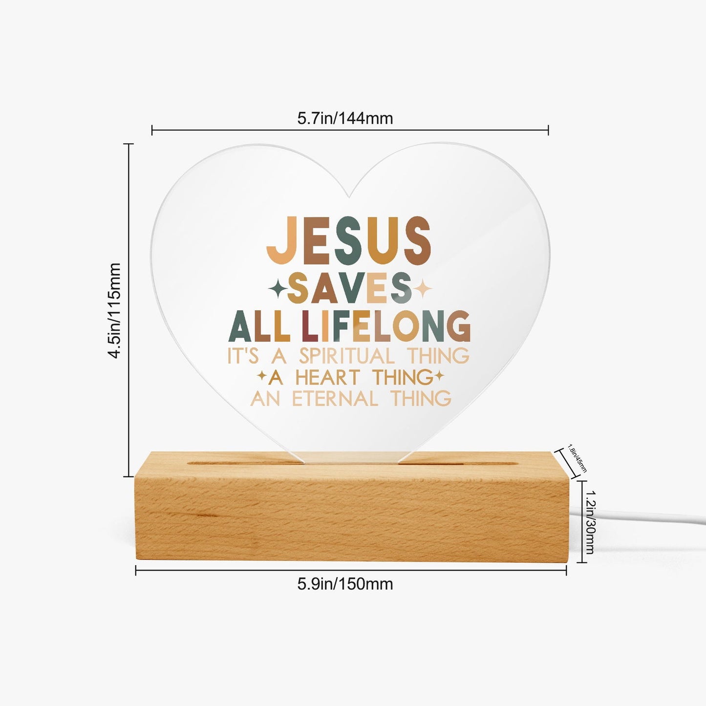 He Saves All Life Long Christian Acrylic Plaque with Stand - Heart - ClaimedbyGodDesigns