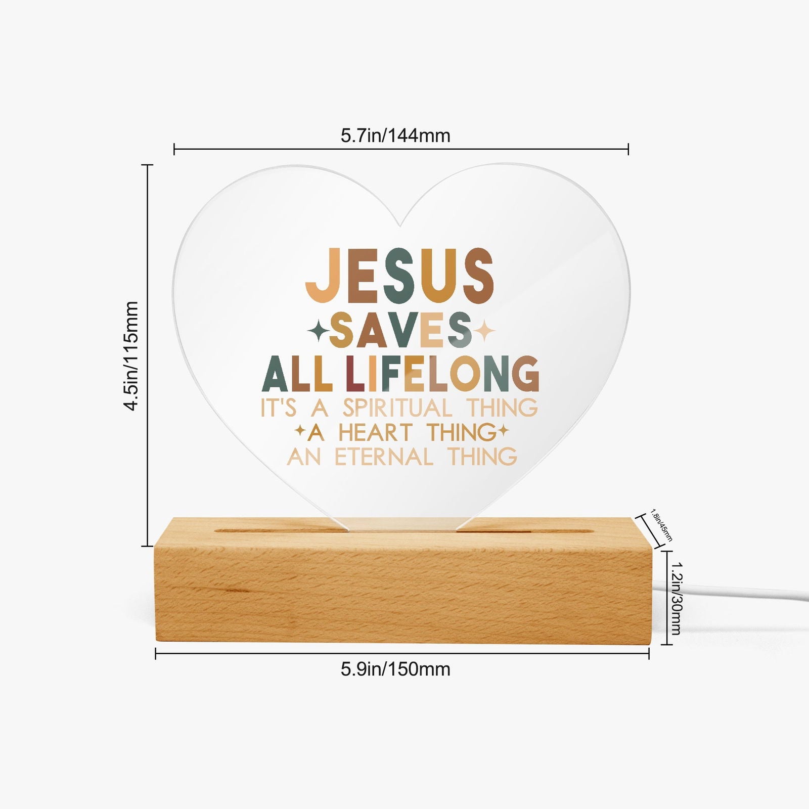 He Saves All Life Long Christian Acrylic Plaque with Stand - Heart - ClaimedbyGodDesigns