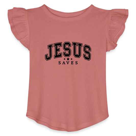 He Saves Christian Toddler Girls Flutter T-shirt - ClaimedbyGodDesigns