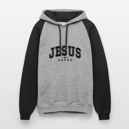 He Saves Christian Unisex Colorblock Hooded Sweatshirt - ClaimedbyGodDesigns