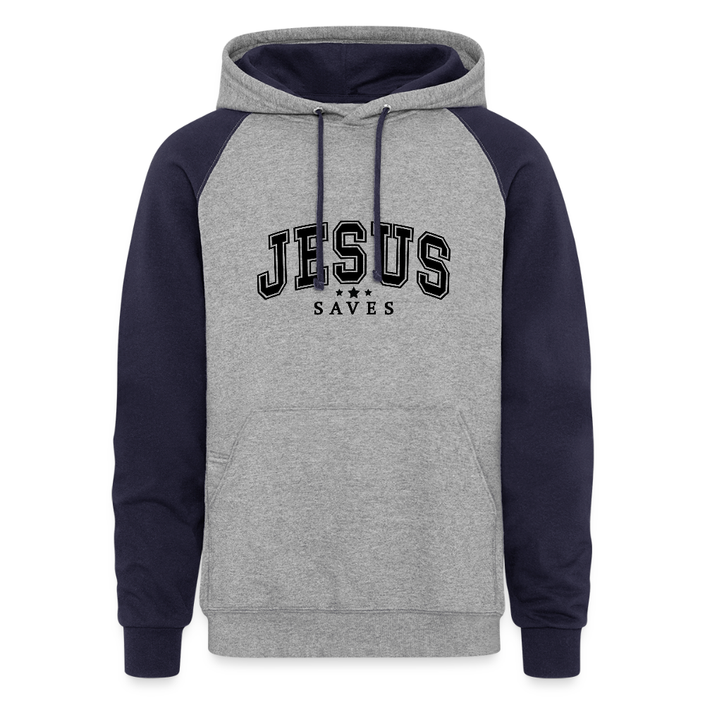 He Saves Christian Unisex Colorblock Hooded Sweatshirt - ClaimedbyGodDesigns