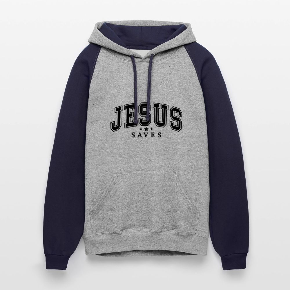 He Saves Christian Unisex Colorblock Hooded Sweatshirt - ClaimedbyGodDesigns