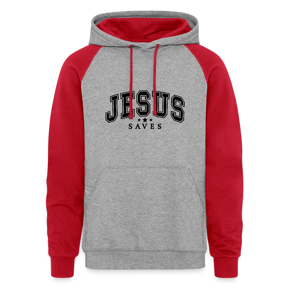 He Saves Christian Unisex Colorblock Hooded Sweatshirt - ClaimedbyGodDesigns