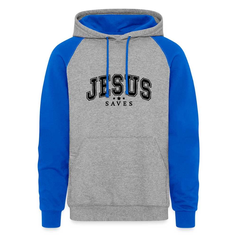 He Saves Christian Unisex Colorblock Hooded Sweatshirt - ClaimedbyGodDesigns