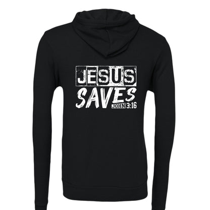 He Saves Unisex Christian Full-Zip Hooded Sweatshirt - ClaimedbyGodDesigns