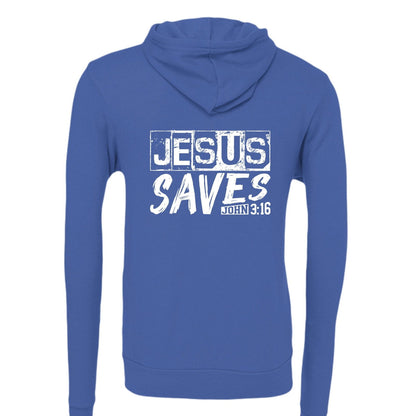 He Saves Unisex Christian Full-Zip Hooded Sweatshirt - ClaimedbyGodDesigns