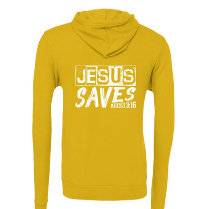 He Saves Unisex Christian Full-Zip Hooded Sweatshirt - ClaimedbyGodDesigns
