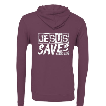 He Saves Unisex Christian Full-Zip Hooded Sweatshirt - ClaimedbyGodDesigns