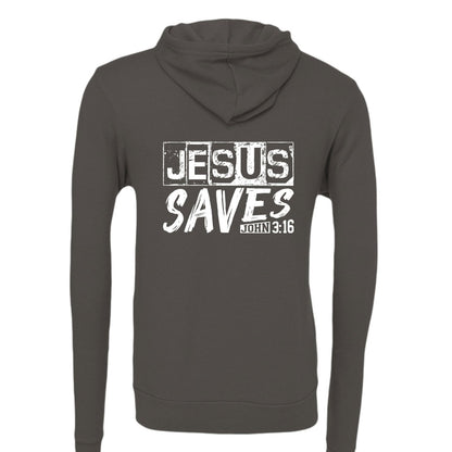 He Saves Unisex Christian Full-Zip Hooded Sweatshirt - ClaimedbyGodDesigns