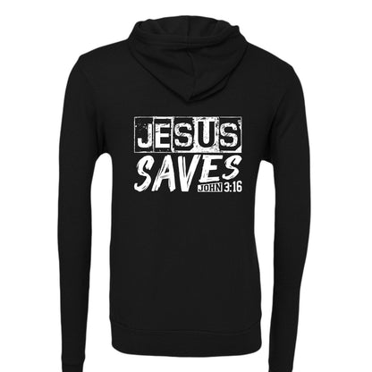 He Saves Unisex Christian Full-Zip Hooded Sweatshirt - ClaimedbyGodDesigns