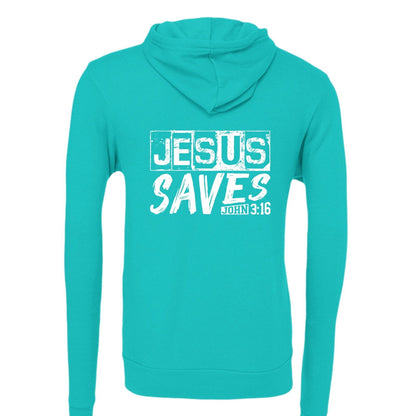He Saves Unisex Christian Full-Zip Hooded Sweatshirt - ClaimedbyGodDesigns