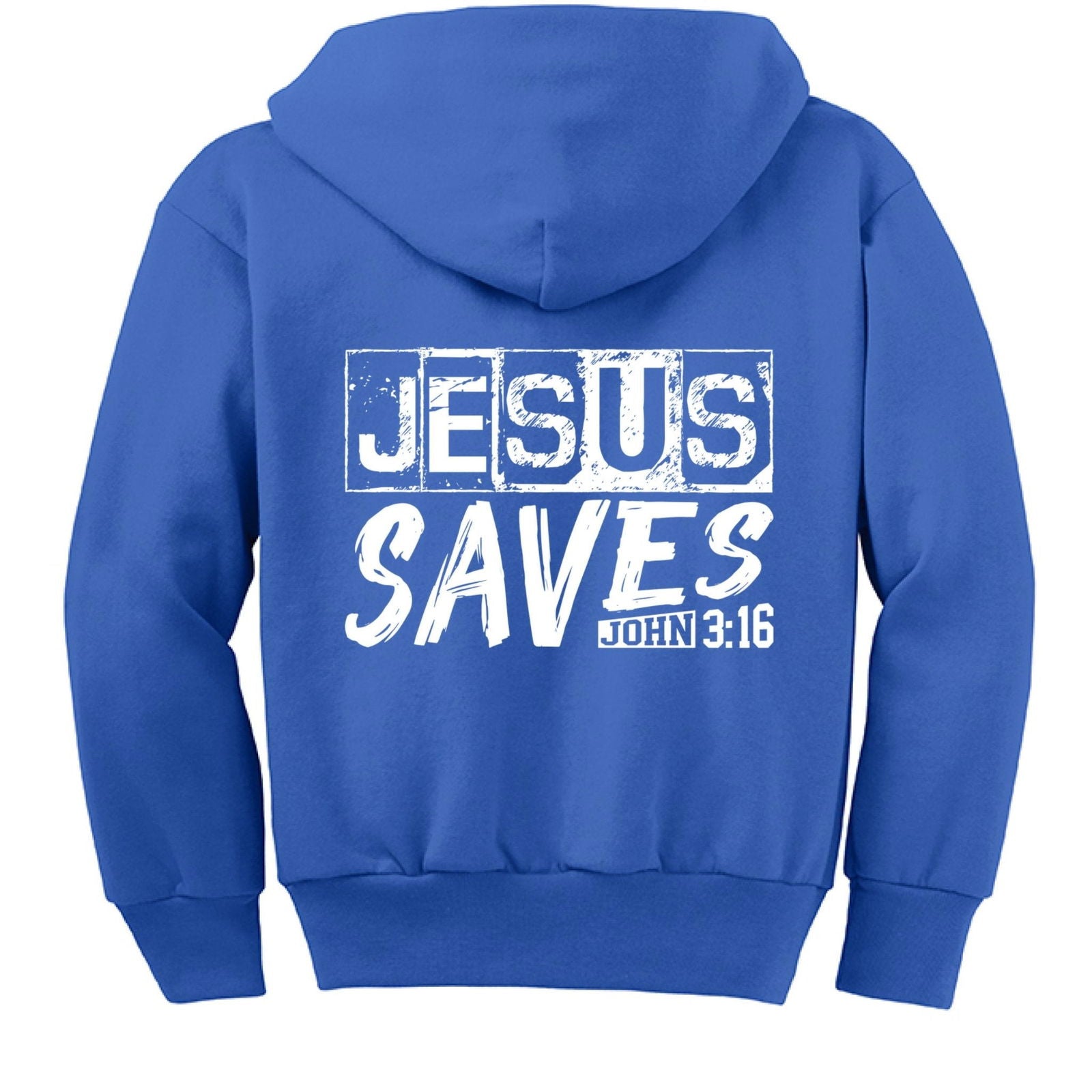 He Saves Youth Christian Full-Zip Fleece Hooded Sweatshirt - ClaimedbyGodDesigns