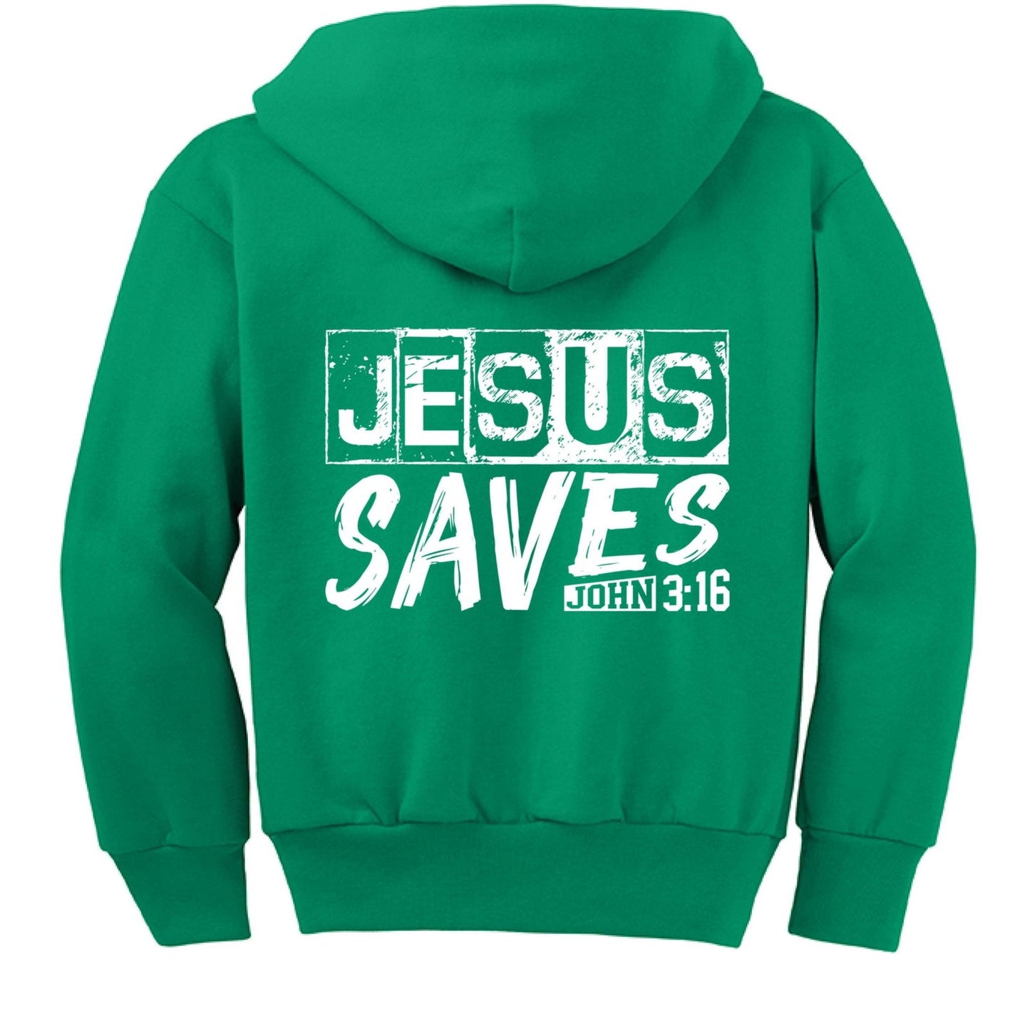 He Saves Youth Christian Full-Zip Fleece Hooded Sweatshirt - ClaimedbyGodDesigns