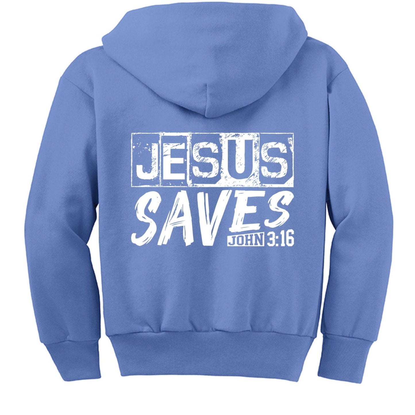 He Saves Youth Christian Full-Zip Fleece Hooded Sweatshirt - ClaimedbyGodDesigns