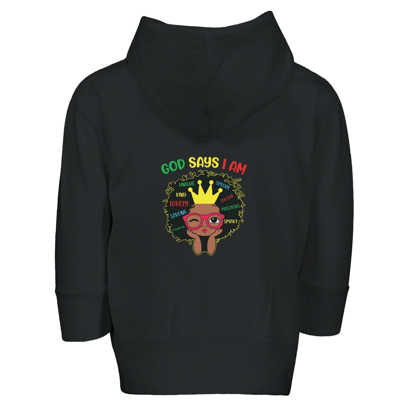 He Says I Am Christian Toddler Zip Fleece Hooded Sweatshirt - ClaimedbyGodDesigns