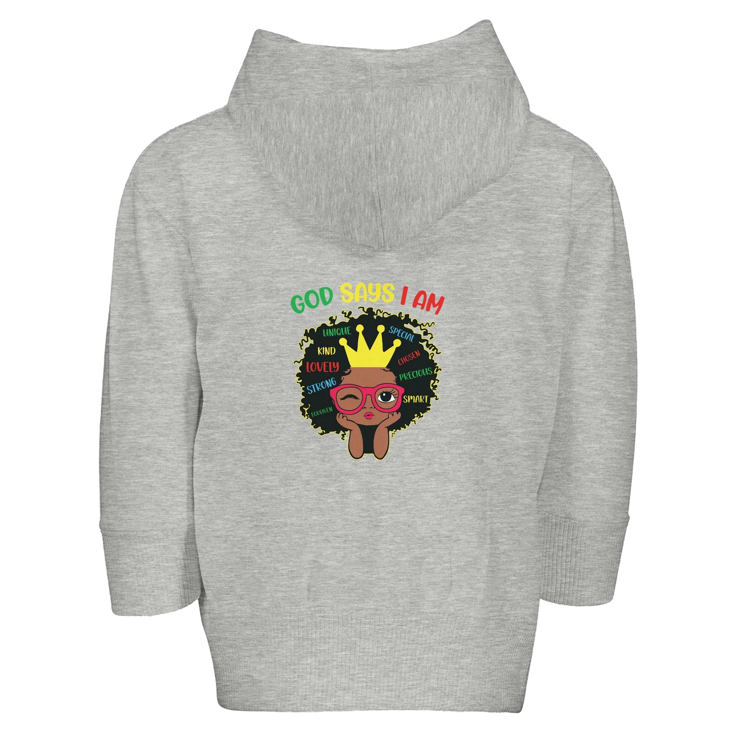 He Says I Am Christian Toddler Zip Fleece Hooded Sweatshirt - ClaimedbyGodDesigns