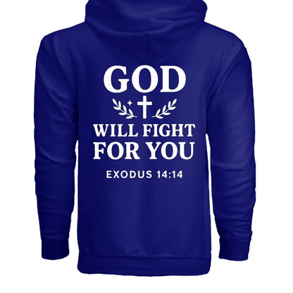 He Will Fight For You Unisex Christian Full-zip Hooded Sweatshirt - ClaimedbyGodDesigns