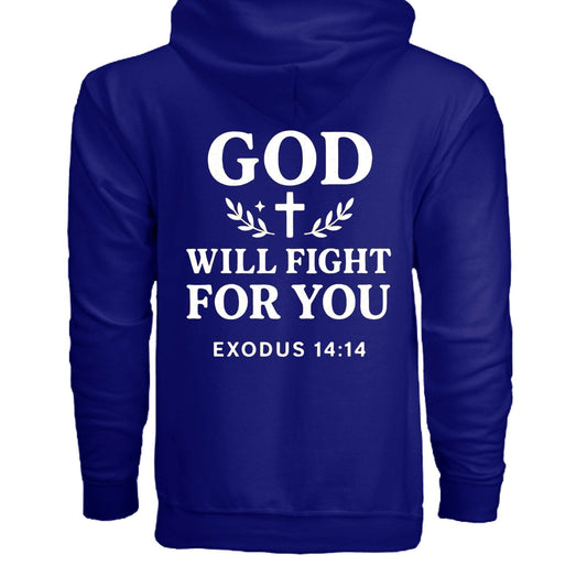 He Will Fight For You Unisex Christian Full-zip Hooded Sweatshirt - ClaimedbyGodDesigns