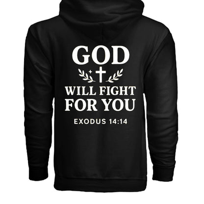 He Will Fight For You Unisex Christian Full-zip Hooded Sweatshirt - ClaimedbyGodDesigns