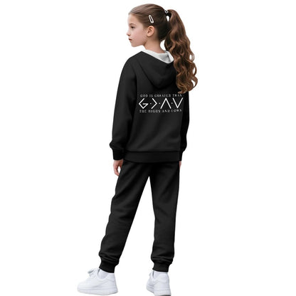 He is Greater Youth Christian Zippered Sportswear Outfit - ClaimedbyGodDesigns