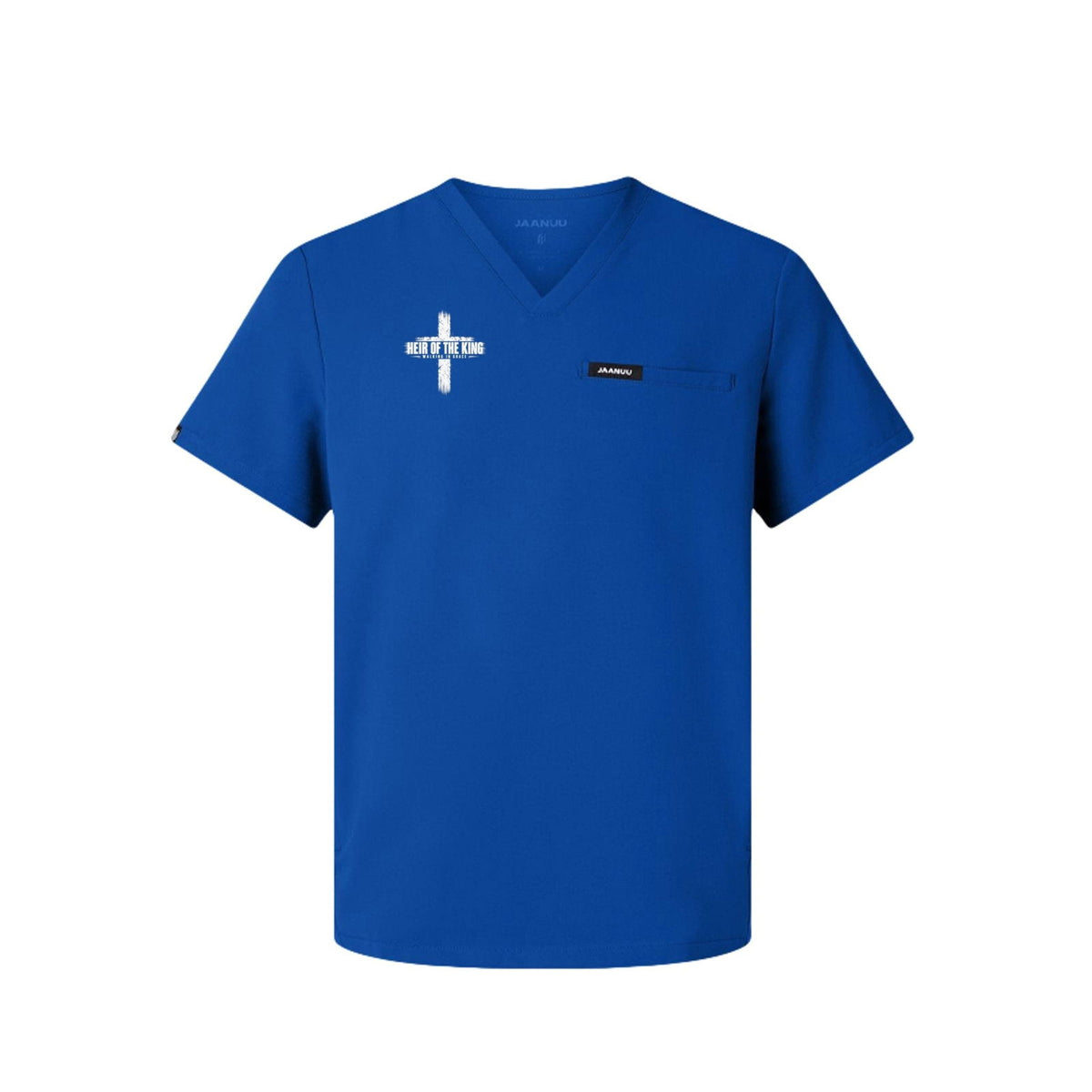 Heir Of The King Men's Christian Platt 3-Pocket V-Neck Premium Medical Scrub Top - ClaimedbyGodDesigns