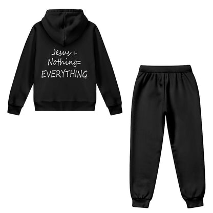 Him Plus Nothing Equals Everything Youth Christian Zippered Sportswear Outfit - ClaimedbyGodDesigns