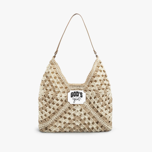 His Girl Christian Crochet Straw Bag - ClaimedbyGodDesigns