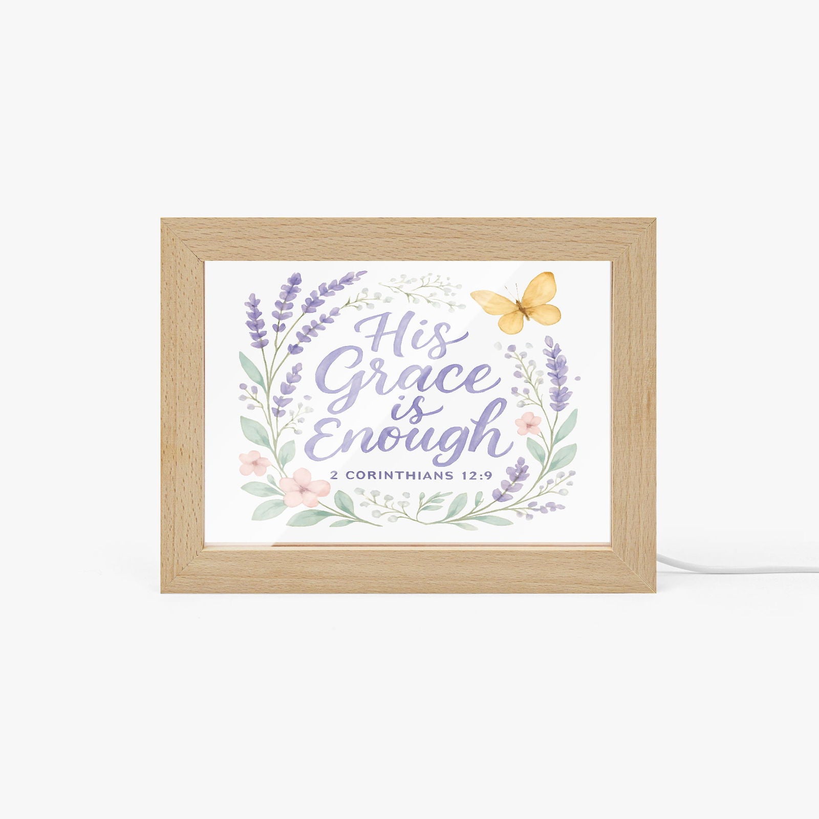 His Grace Is Enough Christian Wooden Framed Acrylic Ornament - ClaimedbyGodDesigns