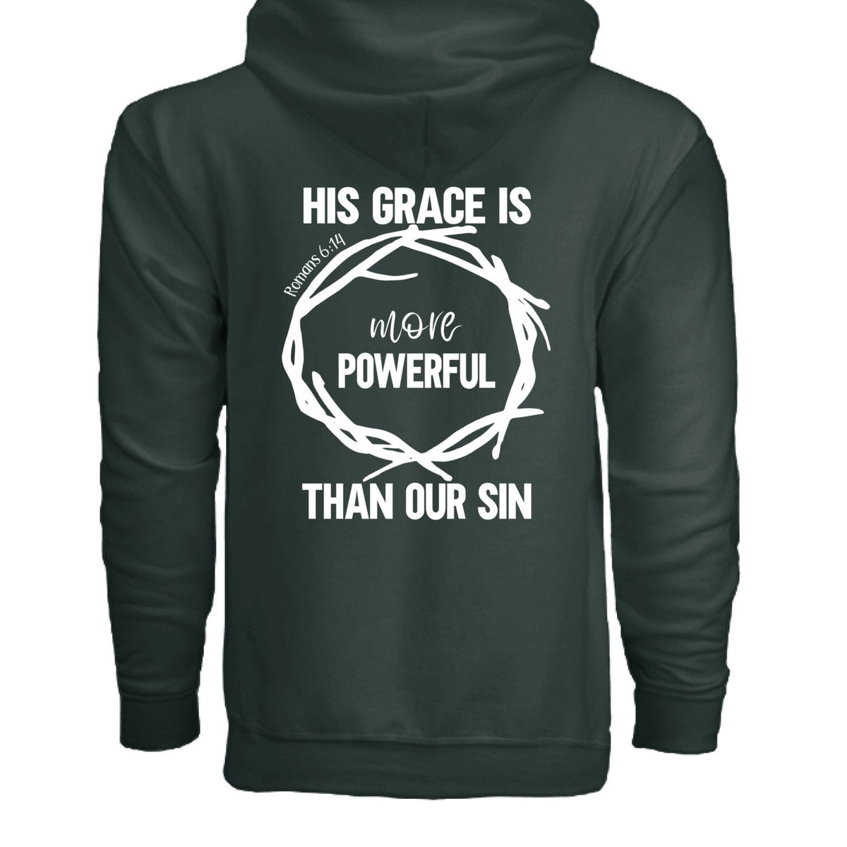 His Grace Is More Powerful Unisex Christian Full-Zip Hooded Sweatshirt - ClaimedbyGodDesigns