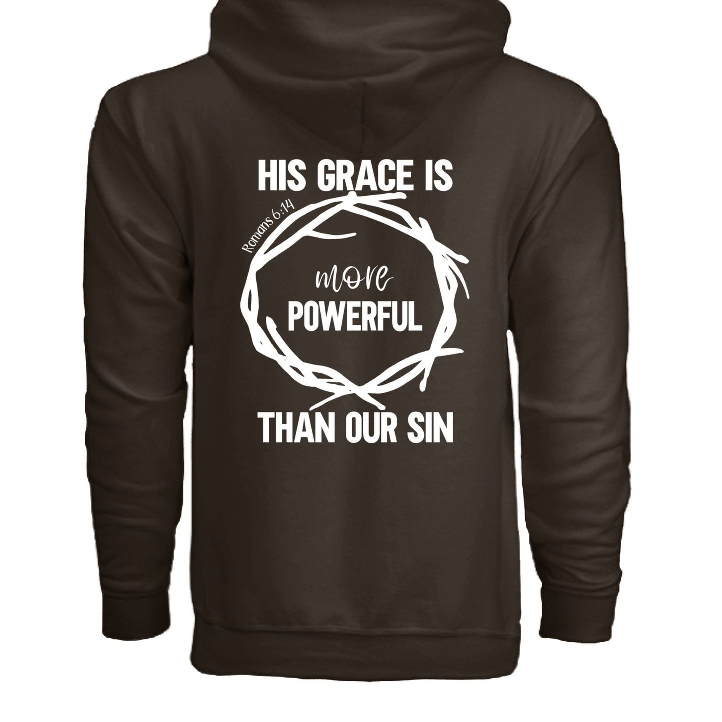 His Grace Is More Powerful Unisex Christian Full-Zip Hooded Sweatshirt - ClaimedbyGodDesigns