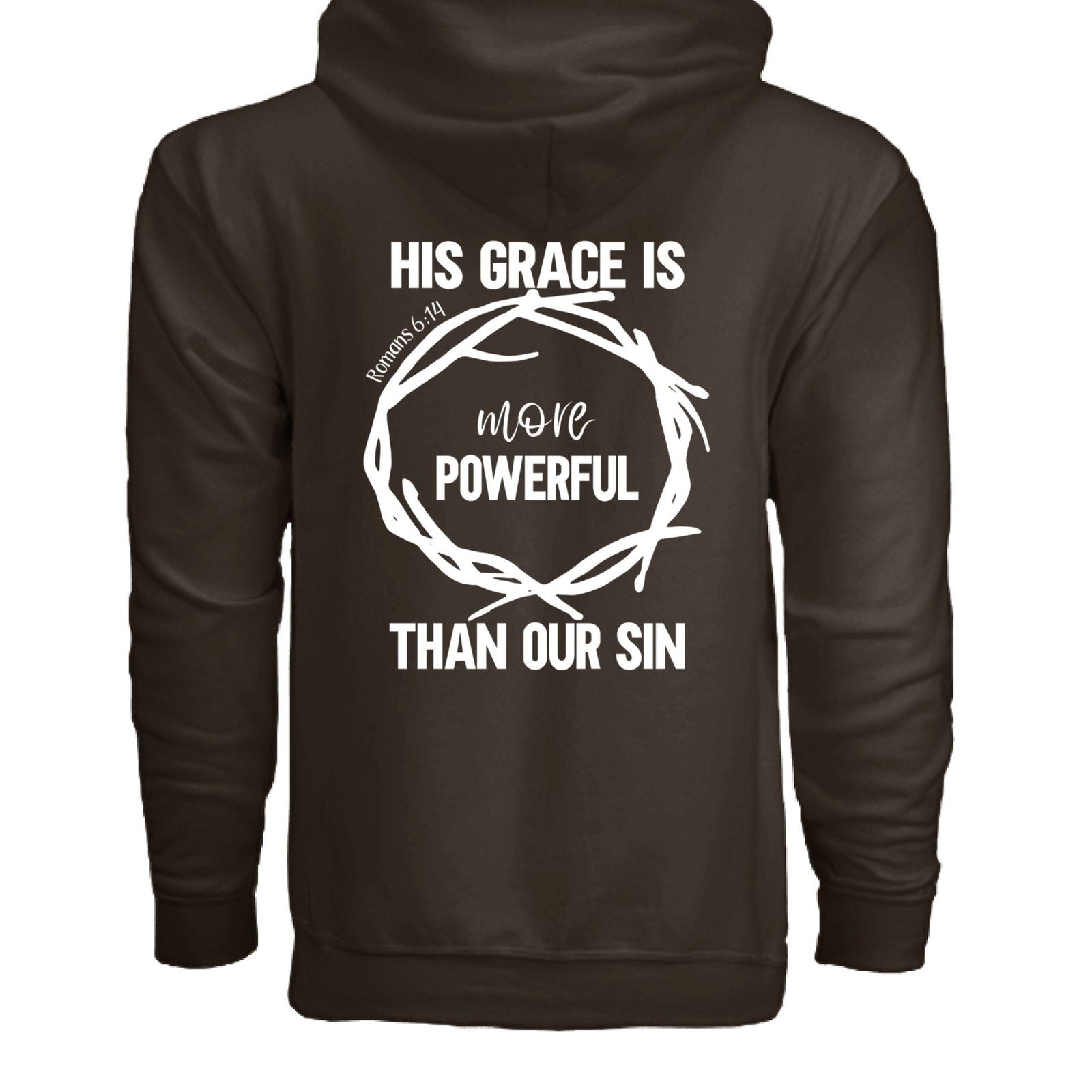 His Grace Is More Powerful Unisex Christian Full-Zip Hooded Sweatshirt - ClaimedbyGodDesigns