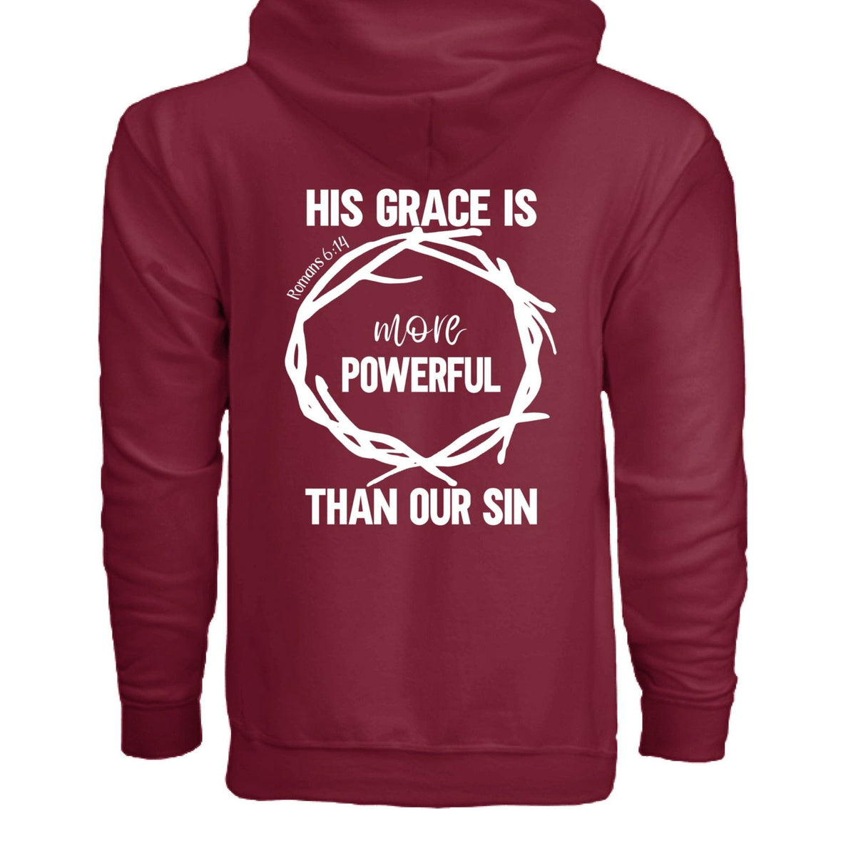 His Grace Is More Powerful Unisex Christian Full-Zip Hooded Sweatshirt - ClaimedbyGodDesigns
