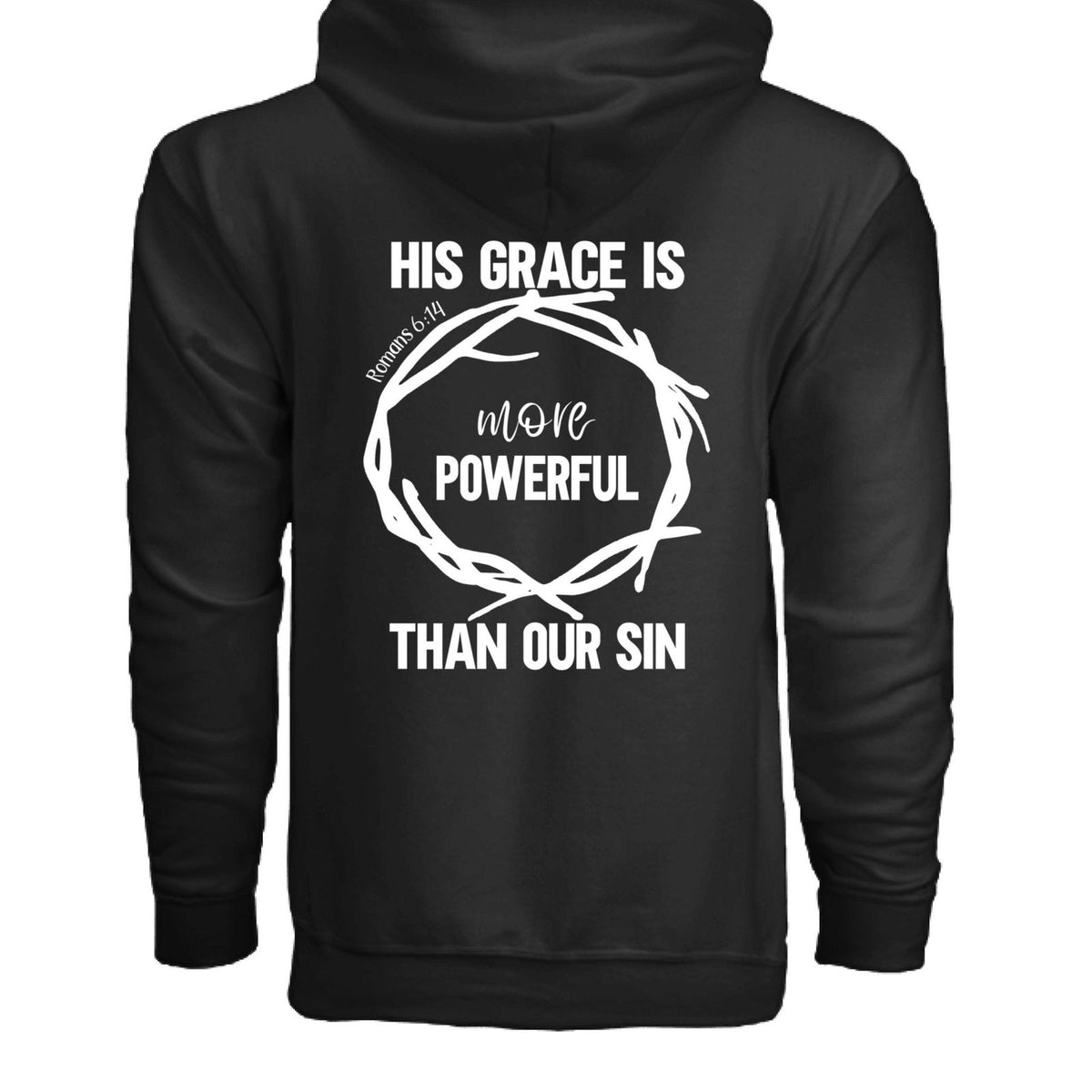 His Grace Is More Powerful Unisex Christian Full-Zip Hooded Sweatshirt - ClaimedbyGodDesigns