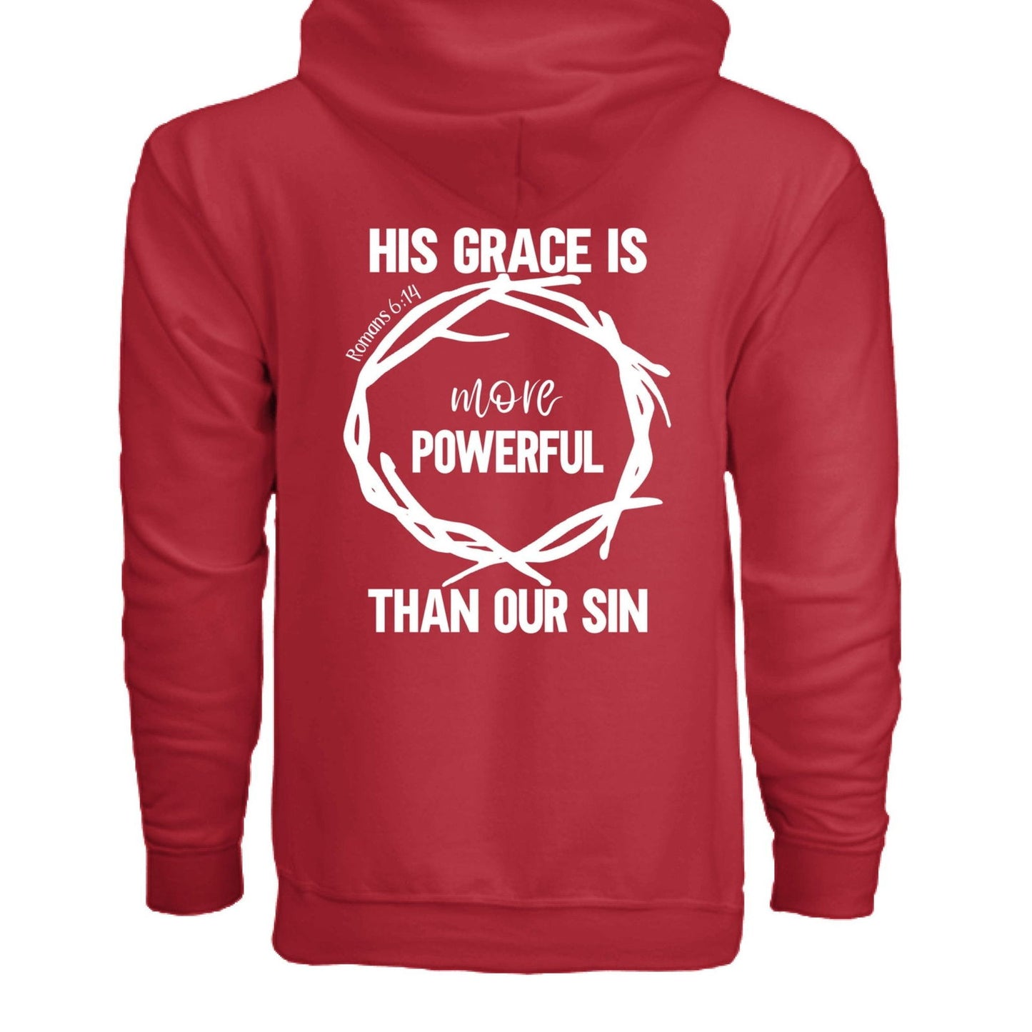 His Grace Is More Powerful Unisex Christian Full-Zip Hooded Sweatshirt - ClaimedbyGodDesigns